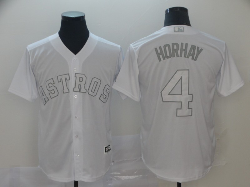 Men Houston Astros #4 Horhay white MLB Jerseys->jacksonville jaguars->NFL Jersey